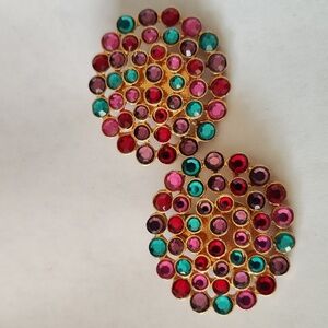 Multicolor Jewel Tone Crystal Earrings